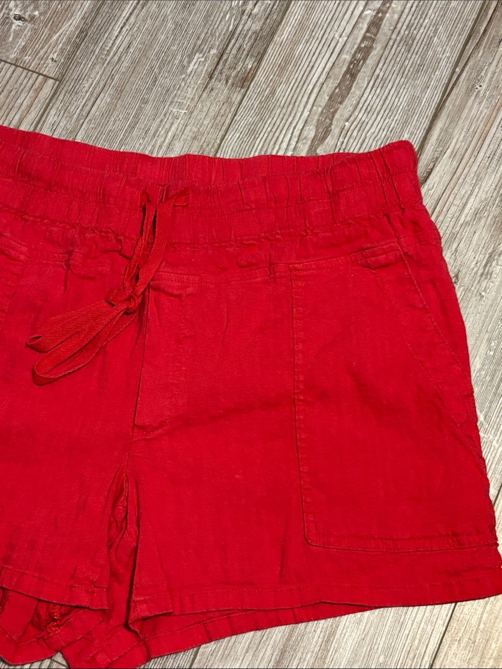 Kut from the Kloth Red Linen-Blend Drawstring Shorts - Picture 3 of 16